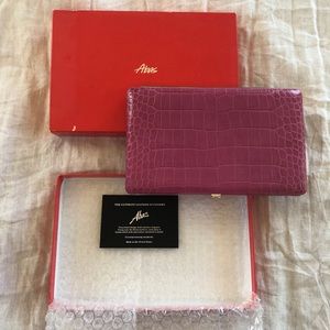 Pink crocodile leather Abas clutch/wallet
